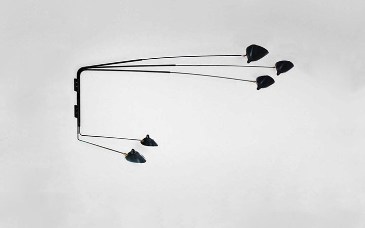 5 Arm Straight Wall Lamp by Serge Mouille Wall Lamps 5 Arm Straight Wall Lamp by Serge Mouille Wall Lamps